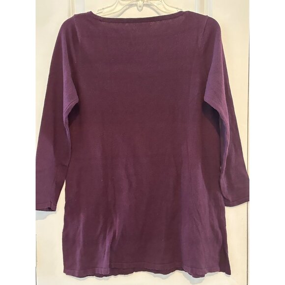 New York & Company Purple Tunic Sweater Dress M Cotton Blend - Picture 2 of 5